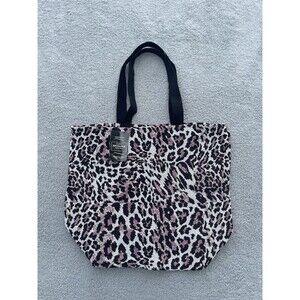 Large Canvas Reusable Tote Bag, 100% Cotton, Leopard Print NWT